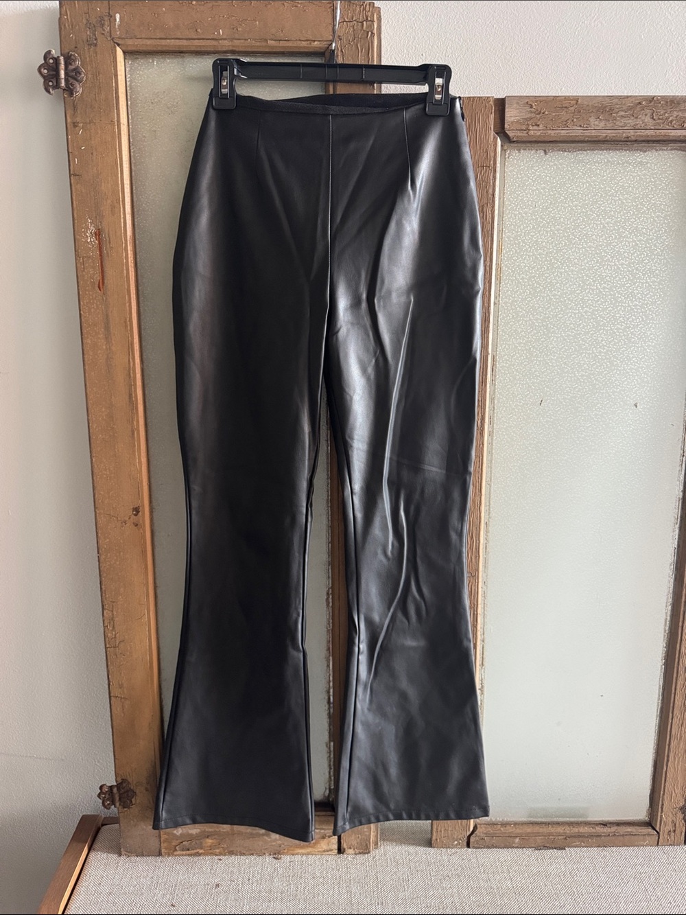 ASOS Black Faux Leather Flare Jeans